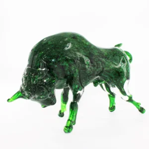 Scultura in vetro di Murano "Toro verde"